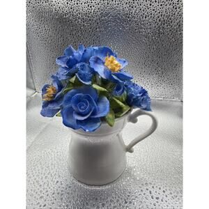 Vintage Royal Court Floral Bone China Blue Assorted Flowers 4.5”